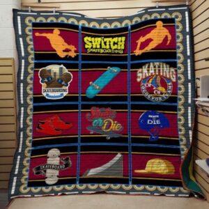 I Love Skateboarding Quilt Blanket  Quilt